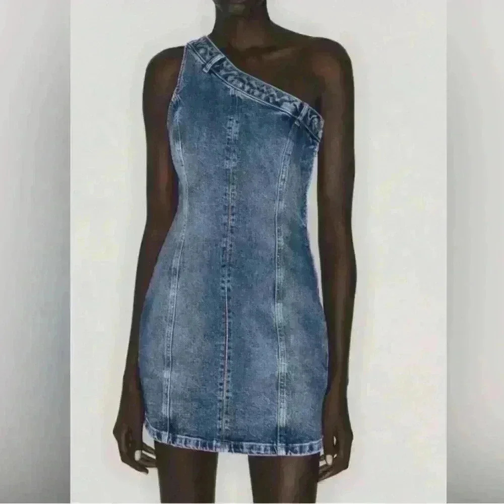 🔥🔥Zara Asymmetrical denim dress